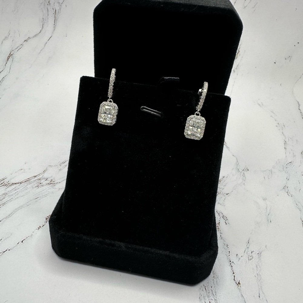 2.0 ctw Halo Radiant Moissanite Earrings